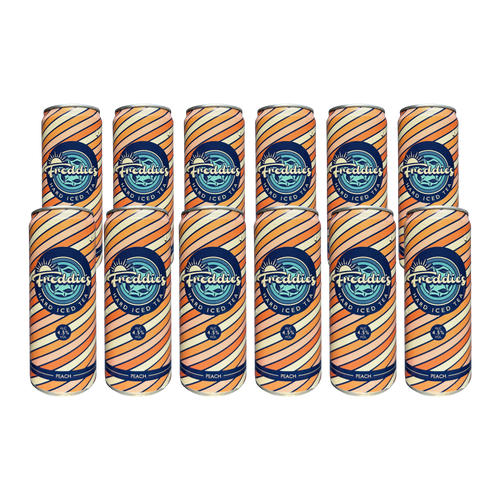 12 cans of Freddie's Peach Hard Iced Tea