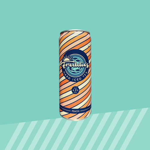 Freddie's Peach Hard Iced Tea can