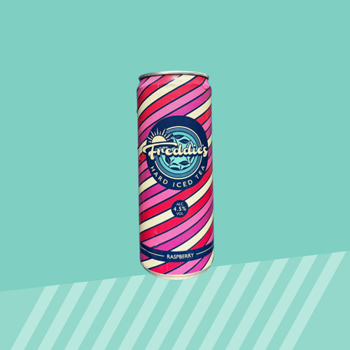 Freddie's Raspberry Hard Iced Tea can